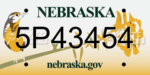 5P43454 Nebraska License Plate