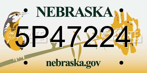 5P47224 Nebraska License Plate