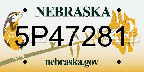 5P47281 Nebraska License Plate