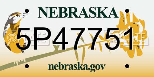 5P47751 Nebraska License Plate