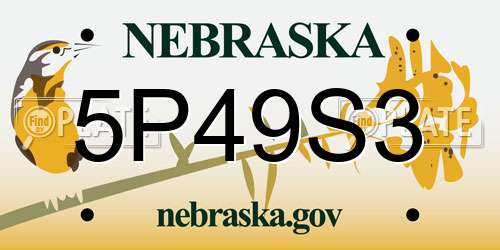 5P49S3 Nebraska License Plate