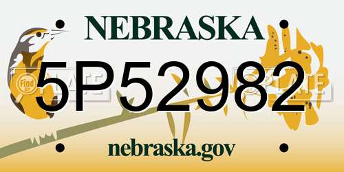 5P52982 Nebraska License Plate