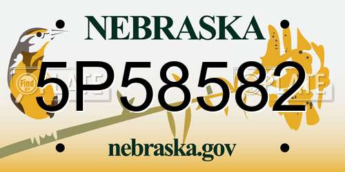 5P58582 Nebraska License Plate