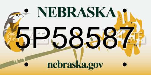 5P58587 Nebraska License Plate