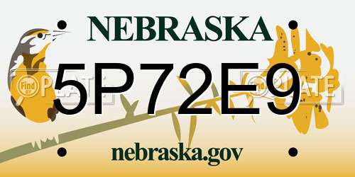5P72E9 Nebraska License Plate