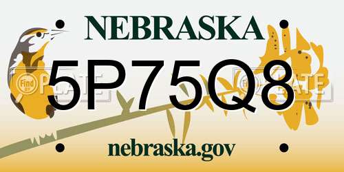 5P75Q8 Nebraska License Plate