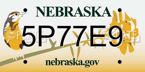 5P77E9 Nebraska License Plate