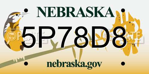 5P78D8 Nebraska License Plate