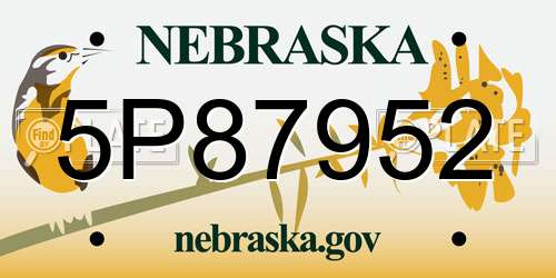 5P87952 Nebraska License Plate