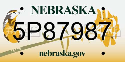 5P87987 Nebraska License Plate
