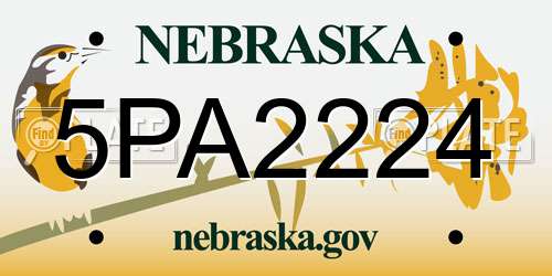 5PA2224 Nebraska License Plate