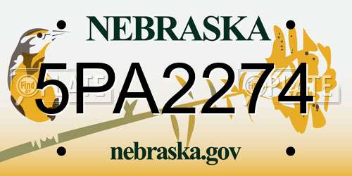 5PA2274 Nebraska License Plate