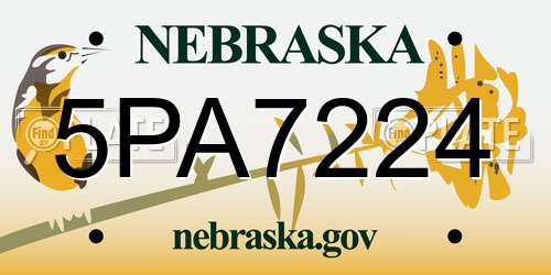 5PA7224 Nebraska License Plate