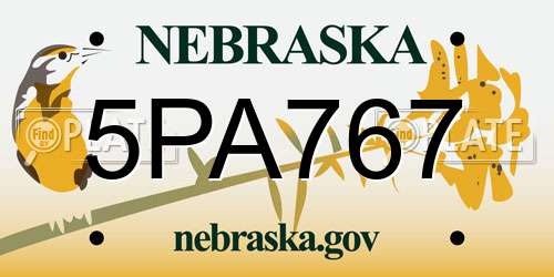 5PA767 Nebraska License Plate