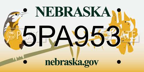 5PA953 Nebraska License Plate