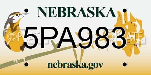 5PA983 Nebraska License Plate