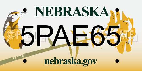 5PAE65 Nebraska License Plate