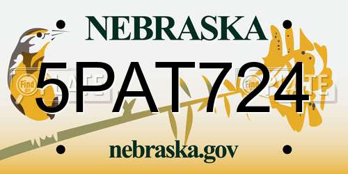5PAT724 Nebraska License Plate