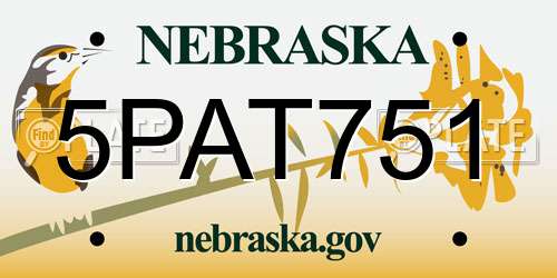 5PAT751 Nebraska License Plate