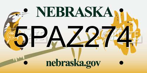 5PAZ274 Nebraska License Plate