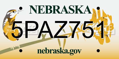 5PAZ751 Nebraska License Plate