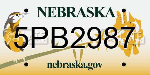 5PB2987 Nebraska License Plate