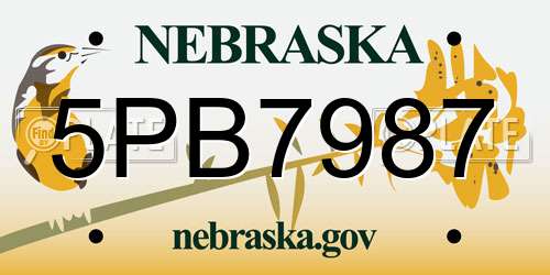5PB7987 Nebraska License Plate