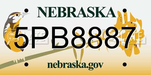 5PB8887 Nebraska License Plate