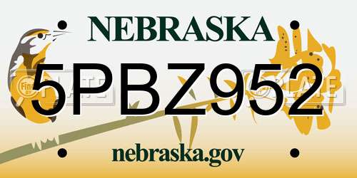 5PBZ952 Nebraska License Plate