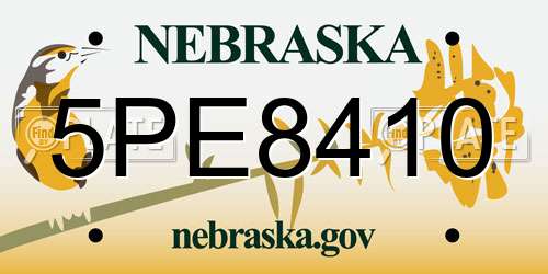 5PE8410 Nebraska License Plate