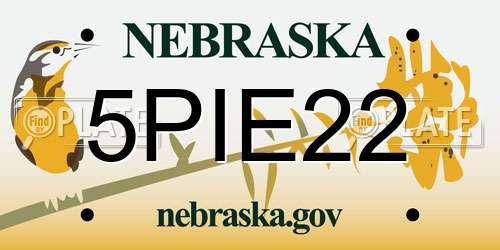 5PIE22 Nebraska License Plate