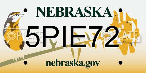 5PIE72 Nebraska License Plate