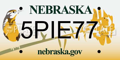 5PIE77 Nebraska License Plate
