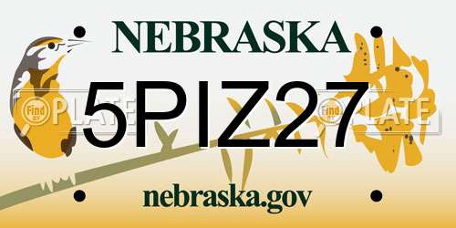 5PIZ27 Nebraska License Plate