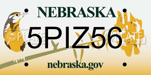 5PIZ56 Nebraska License Plate