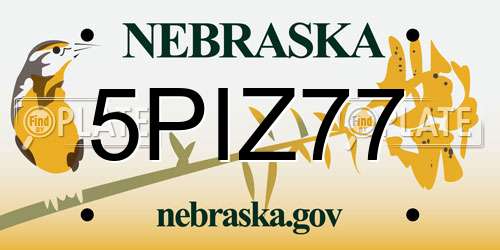 5PIZ77 Nebraska License Plate