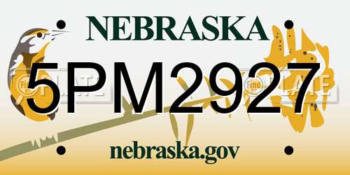 5PM2927 Nebraska License Plate
