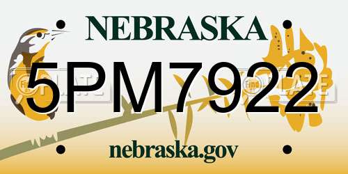 5PM7922 Nebraska License Plate