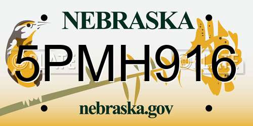 5PMH916 Nebraska License Plate