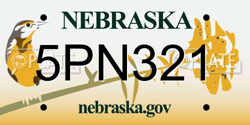5PN321 Nebraska License Plate