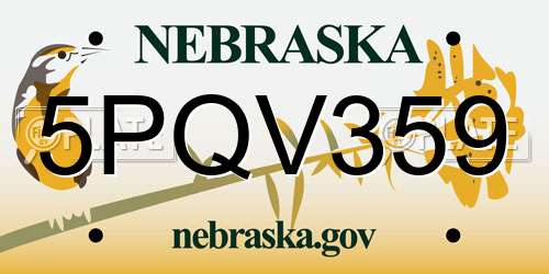 5PQV359 Nebraska License Plate