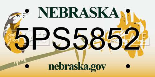 5PS5852 Nebraska License Plate
