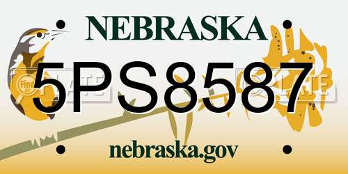 5PS8587 Nebraska License Plate