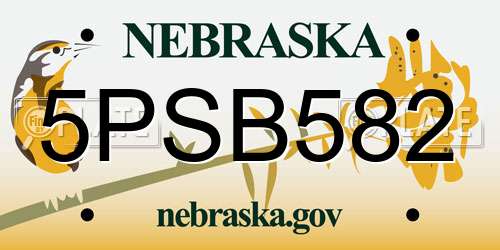 5PSB582 Nebraska License Plate