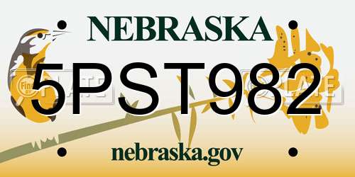 5PST982 Nebraska License Plate