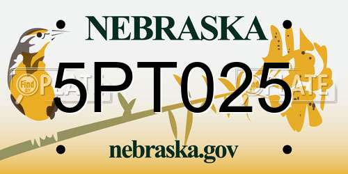 5PT025 Nebraska License Plate