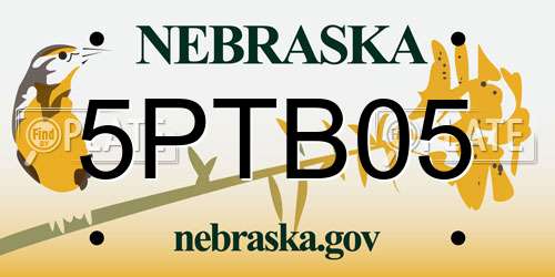 5PTB05 Nebraska License Plate