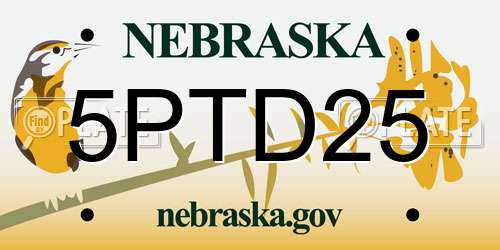 5PTD25 Nebraska License Plate