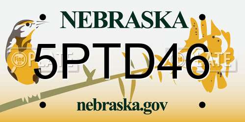 5PTD46 Nebraska License Plate