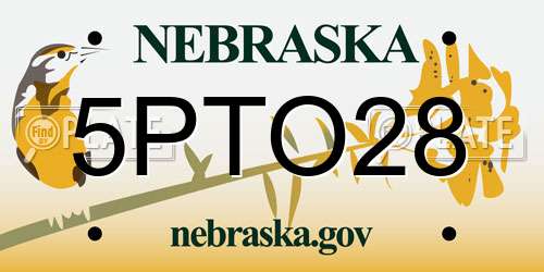 5PTO28 Nebraska License Plate
